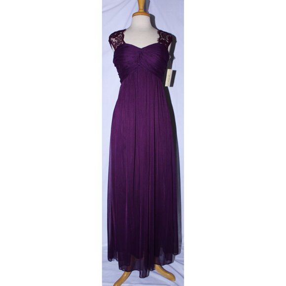 Juno Dresses & Skirts - Juno #8098 Chiffon & Lace Bridesmaid or Mother of Bride Dress-Size M-PLUM-NWT